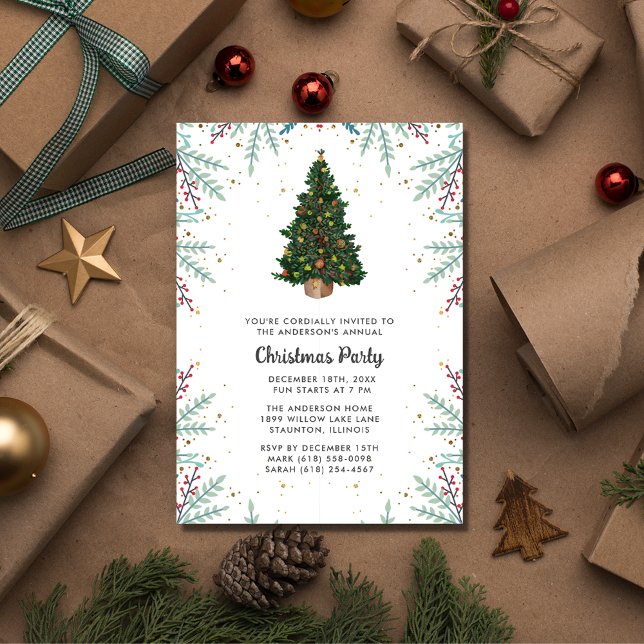 Weihnachtsbaum Holiday Festivals Party Einladung (Christmas Tree Holiday Festive Party Invitation)