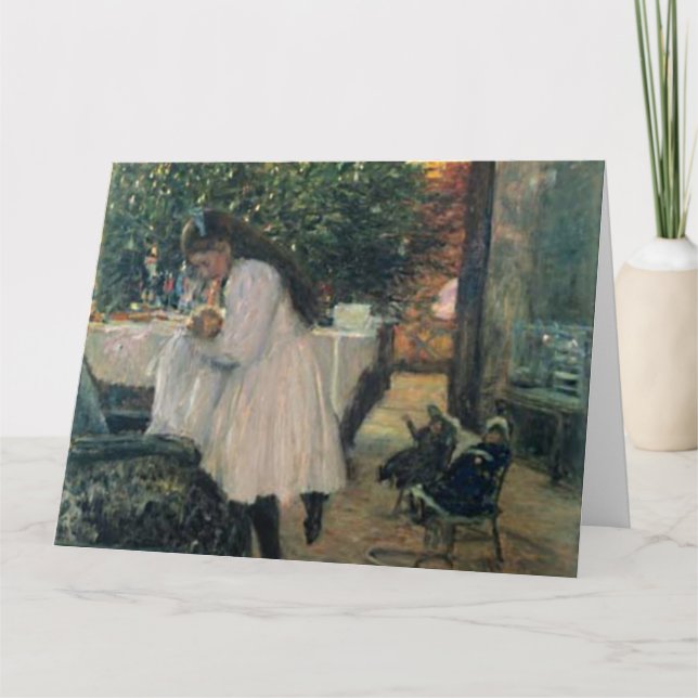 Weihnachtsbaum Holiday Girl and Baby Vintag Art Karte (Vorderseite)