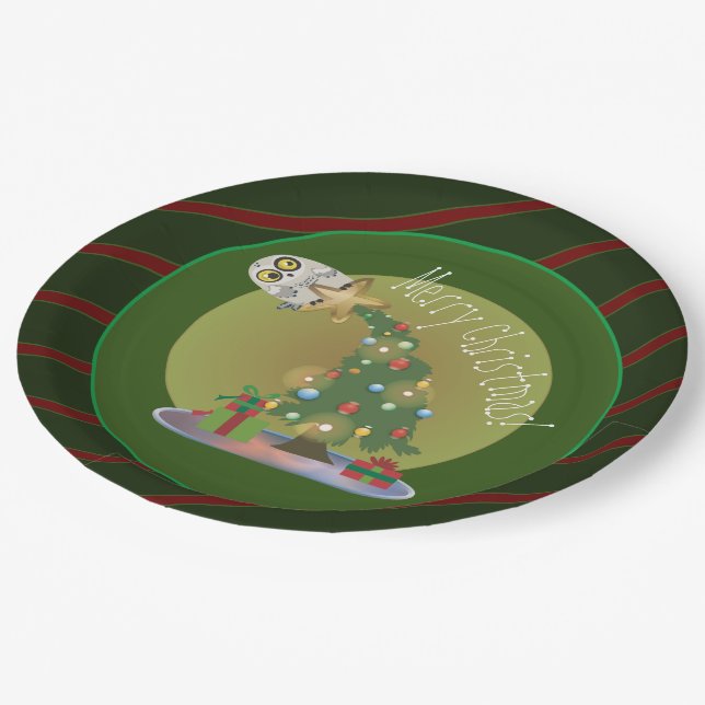 Weihnachtsbaum-Holiday Pappteller (Schrägansicht)
