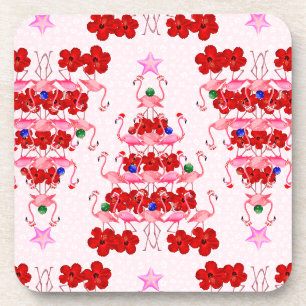 Weihnachtsbaum Holiday Santa Flamingos auf Rosa Getränkeuntersetzer