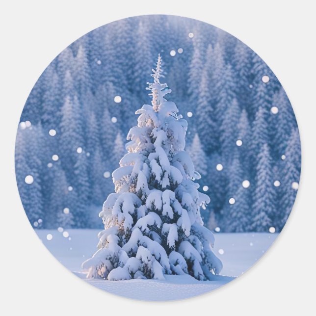 Weihnachtsbaum Holiday Snow Runder Aufkleber (Vorderseite)