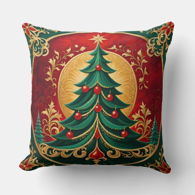Weihnachtsbaum Holiday Throw Kissen (Vorderseite)