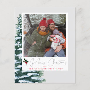 Weihnachtsbaum, Holly & Sofort Foto Grau Flyer