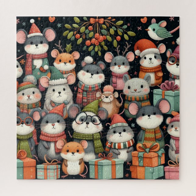 Weihnachtsbaum Hübsch farbenfrohe Mistelzweig Mäus Puzzle (Vertikal)