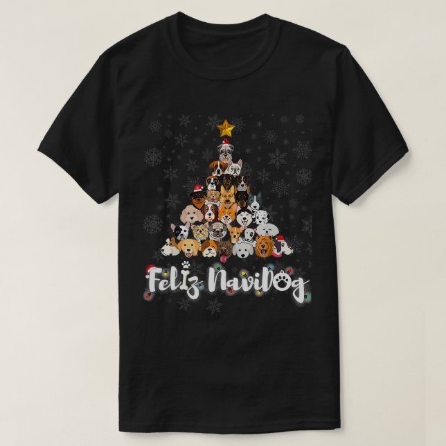 Weihnachtsbaum Hund Xmas Haustier Hund Lover Feliz T-Shirt (Design vorne)