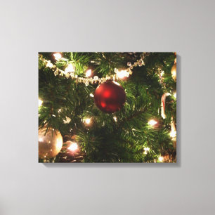 Weihnachtsbaum I Feiertag Hübscher grüner und rote Leinwanddruck
