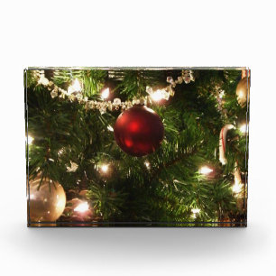 Weihnachtsbaum I Feiertags Hübsch Grün und Rot Fotoblock