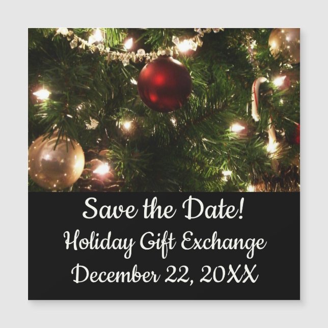 Weihnachtsbaum I Urlaub Hübsch grün und rot Magnetkarte (Vorderseite)