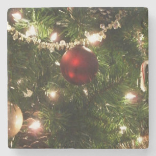 Weihnachtsbaum I Urlaub Hübsch grün und rot Steinuntersetzer