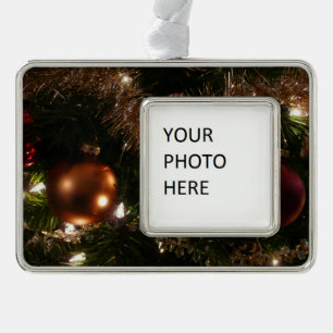 Weihnachtsbaum II Holiday Rot und Gold Rahmen-Ornament Silber