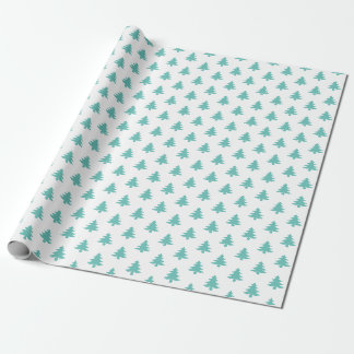 Weihnachtsbaum Ikonisches Muster Aquamarin/weiß Geschenkpapier