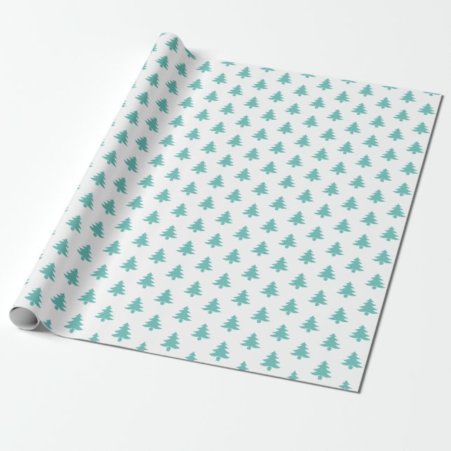 Weihnachtsbaum Ikonisches Muster Aquamarin/weiß Geschenkpapier (Ungerollt)