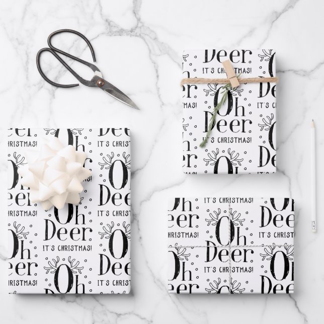 Weihnachtsbaum-Illustration Geschenkpapier Set (Vorderseite)
