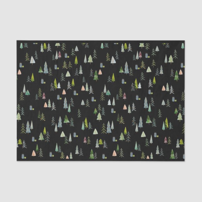 Weihnachtsbaum Illustration Wasserfarbe Seidenpapier (Vorderseite)