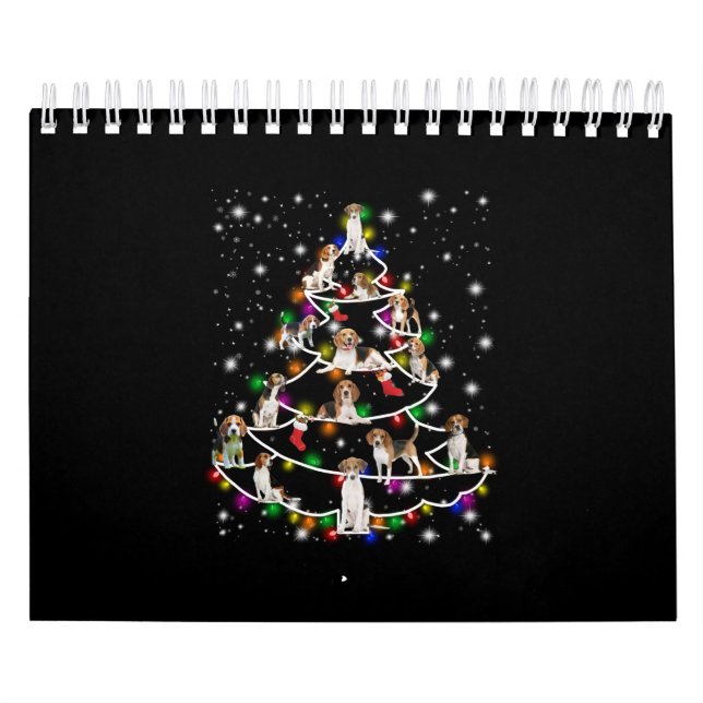 Weihnachtsbaum im Beagle mit leuchtendem Licht bed Kalender (Titelbild)