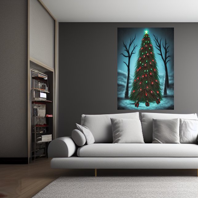 Weihnachtsbaum im dunklen Wald | AI Art Poster (Von Creator hochgeladen)
