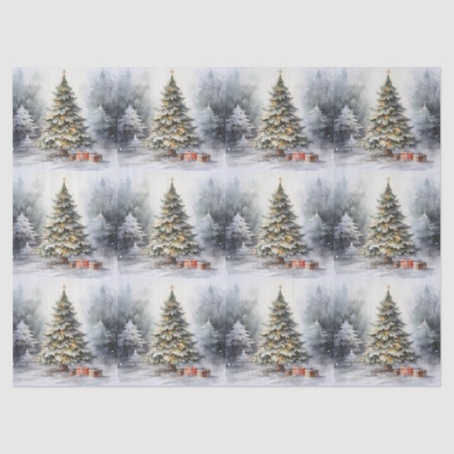 Weihnachtsbaum im Freien mit Geschenken Seidenpapier (Vorderseite)