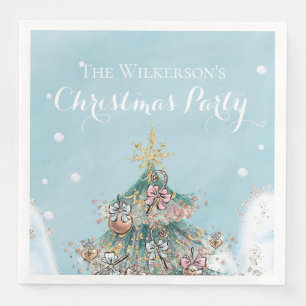 Weihnachtsbaum im Glitzer in der Snow Holiday Part Serviette