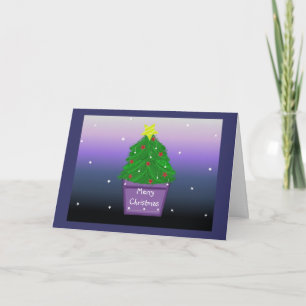 Weihnachtsbaum im lila Pflanzkübel vom Designer Feiertagskarte