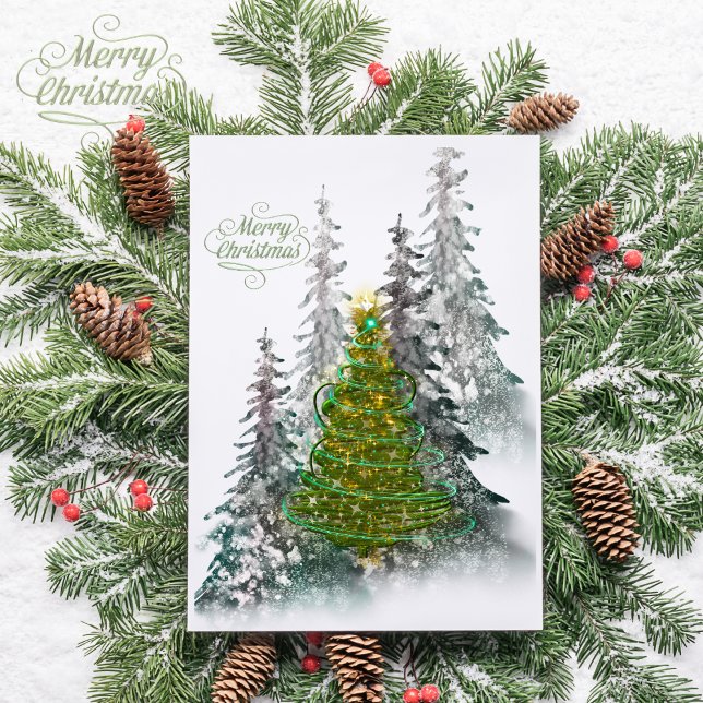 Weihnachtsbaum im schneebedeckten Wald als Feierta Postkarte (Von Creator hochgeladen)