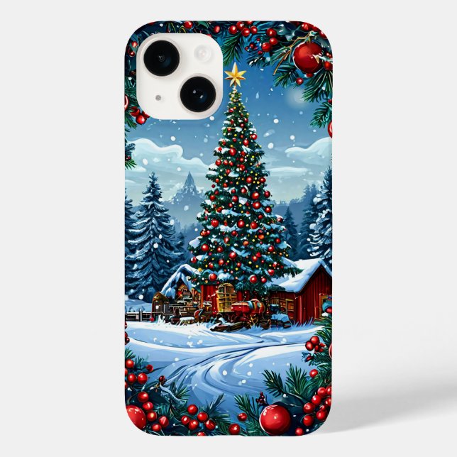 Weihnachtsbaum im Schneegebiet Case-Mate iPhone Hülle (Rückseite)