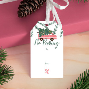 Weihnachtsbaum im Vintage Van Geschenk Geschenkanhänger