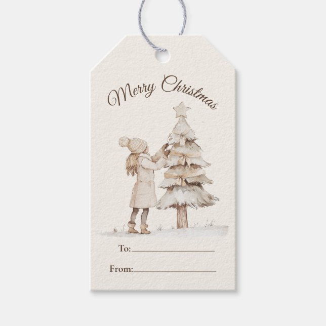 Weihnachtsbaum im Wald Geschenkanhänger (Vorderseite)