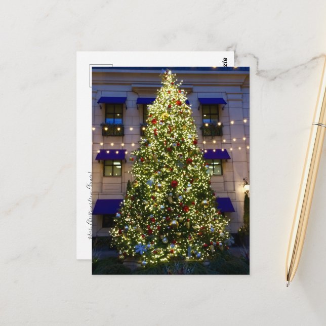 Weihnachtsbaum im Waldorf Astoria Chicago Postkarte (Vorderseite/Rückseite Beispiel)