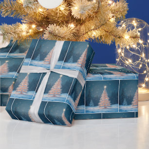 Weihnachtsbaum im Winter mit einem Stern Geschenkpapier