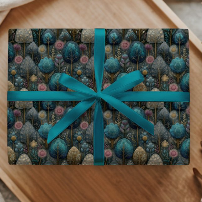 Weihnachtsbaum in Blau und Grün Geschenk Geschenkpapier (Von Creator hochgeladen)