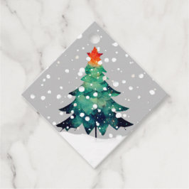 Weihnachtsbaum in den Schneeweihnachtsmarken Geschenkanhänger
