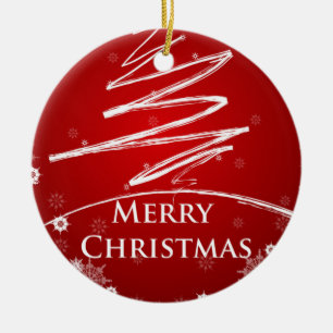 Weihnachtsbaum in der roten Kunst-Verzierung Keramik Ornament
