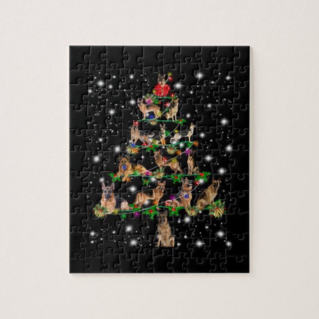 Weihnachtsbaum in Deutschland mit Lichteinfall Puzzle (Vertikal)