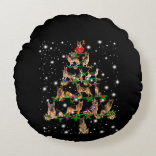 Weihnachtsbaum in Deutschland mit Lichteinfall Rundes Kissen