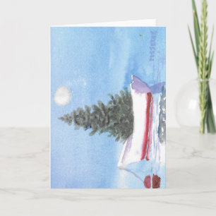 Weihnachtsbaum in Dory-Ruderboot während der Holid Feiertagskarte