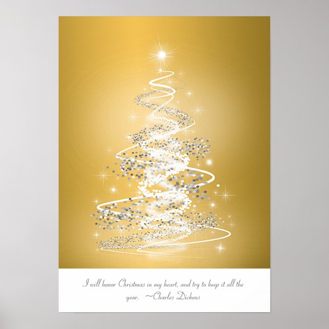 Weihnachtsbaum in Gold Poster (Vorne)