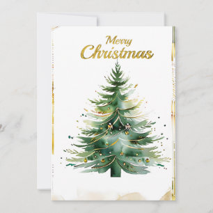 Weihnachtsbaum in Gold und Grün Feiertagskarte