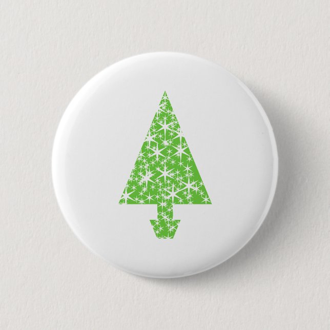 Weihnachtsbaum in Grünem und im Weiß Button (Vorderseite)