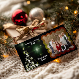 Weihnachtsbaum in Mitternacht Grün Ihr Foto Feiertagskarte