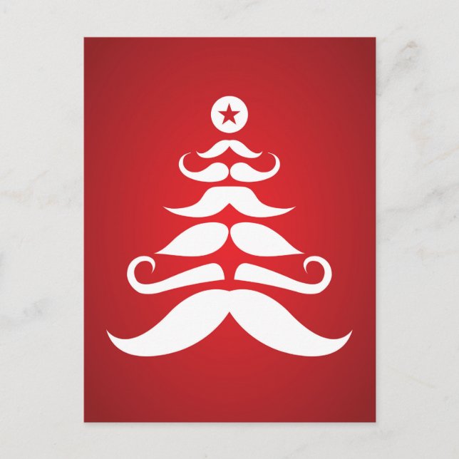 Weihnachtsbaum in Mustache Feiertagspostkarte (Vorderseite)