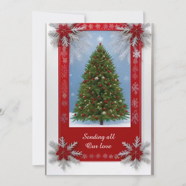 Weihnachtsbaum in Rahmen dekoriert Feiertagskarte (Vorderseite)