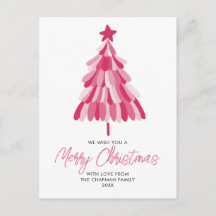 Weihnachtsbaum in Rosa zum Weihnachtsfest Feiertagspostkarte