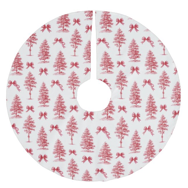 Weihnachtsbaum in Rot und Weiß Polyester Weihnachtsbaumdecke (Vorderseite)