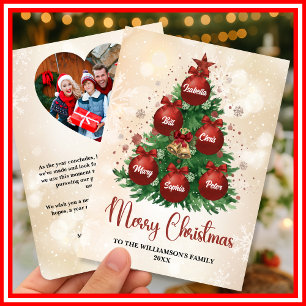 Weihnachtsbaum individuell als GESCHENK mit Famili Feiertagskarte