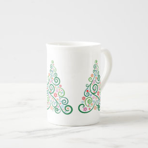 Weihnachtsbaum individuell bedruckter Bone-China-M Prozellantasse