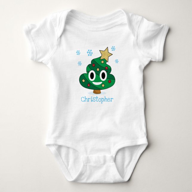 Weihnachtsbaum Kacke Emoji Baby Bodysuit Baby Strampler (Vorderseite)