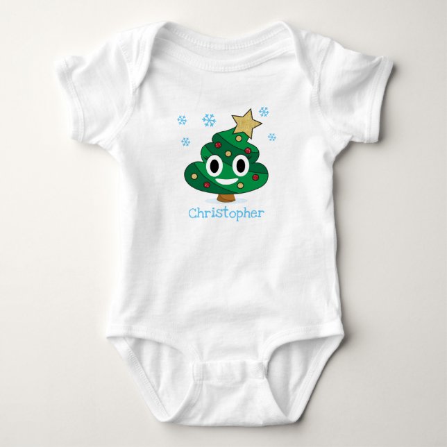 Weihnachtsbaum Kacke Emoji Baby Bodysuit Strampler (Vorderseite)
