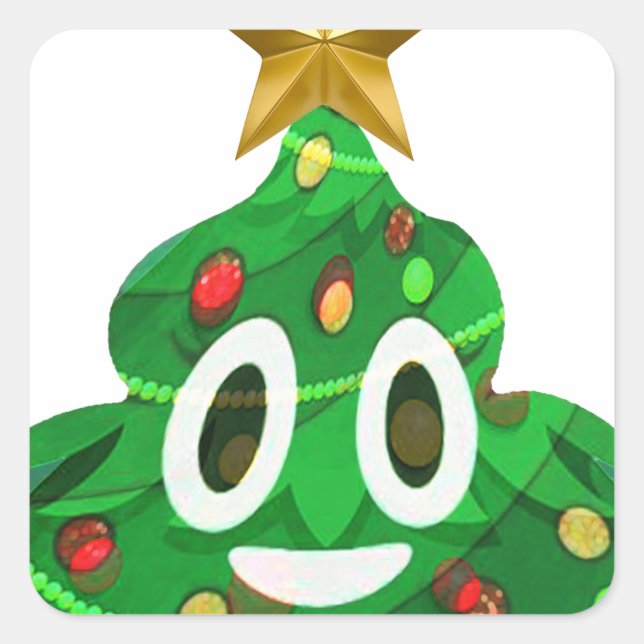 Weihnachtsbaum Kacke Emoji Quadratischer Aufkleber (Vorderseite)