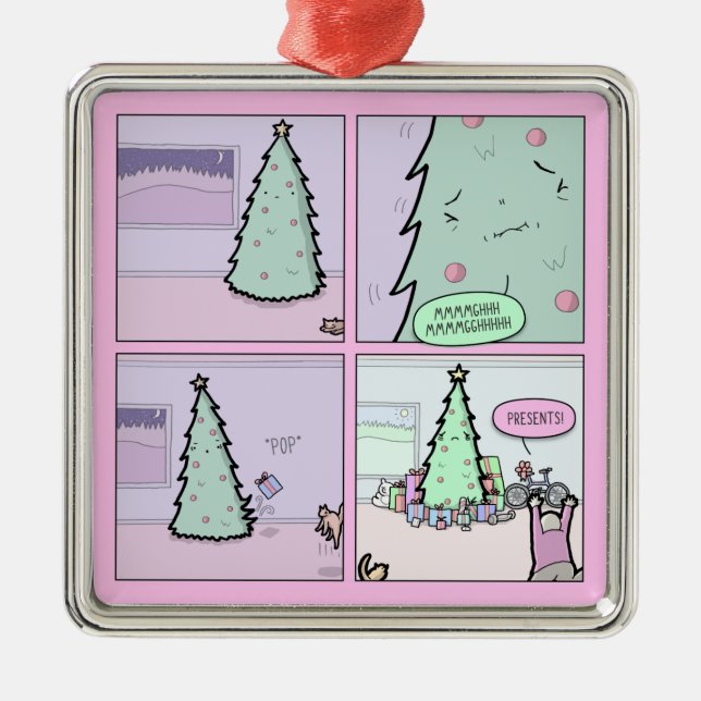 Weihnachtsbaum-Kacken Silbernes Ornament (Vorne)