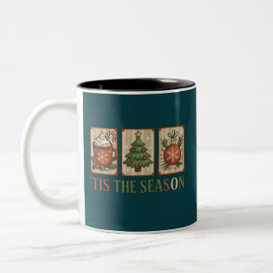 Weihnachtsbaum-Kakao Retro-Feiertag Die Zeit ist d Zweifarbige Tasse